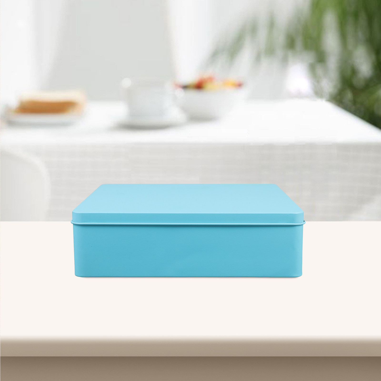 Tin Container Lid - กล่องเก็บของสังกะสีตกแต่งขนาดใหญ่ ทรงสี่เหลี่ยม กล่องใส่คุกกี้ ฝาปิดสนิท ที่ใส่ขนมในครัว บรรจุภัณฑ์ของขวัญ