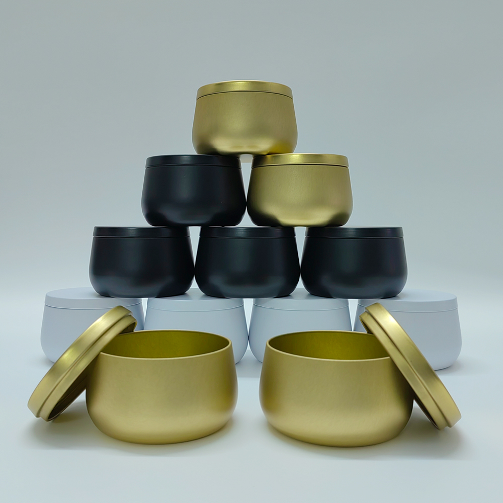 Tin Container Lid - กระป๋องเทียนโลหะสีขาว ดำ ทอง ขนาด 8 ออนซ์